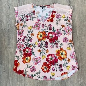 Satin-Like, Floral Print Blouse